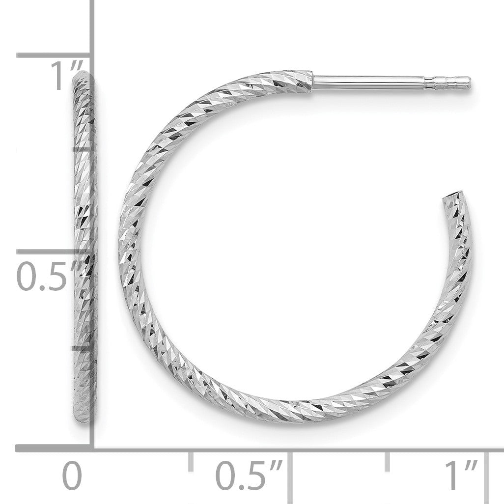 Sterling Silver Rhodium-plated D/C Hollow Tube C-Hoop Earrings