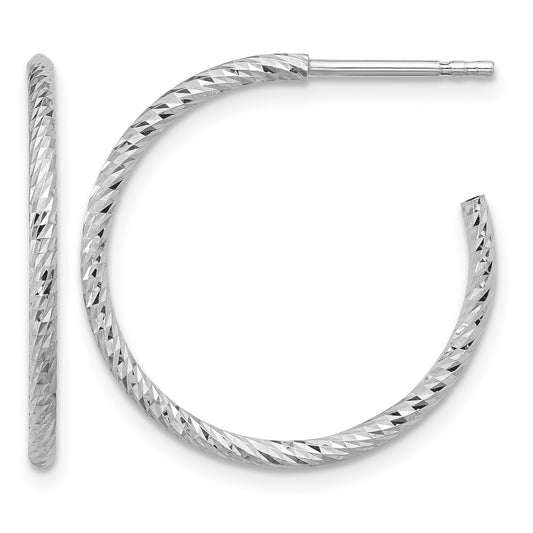 Sterling Silver Rhodium-plated D/C Hollow Tube C-Hoop Earrings