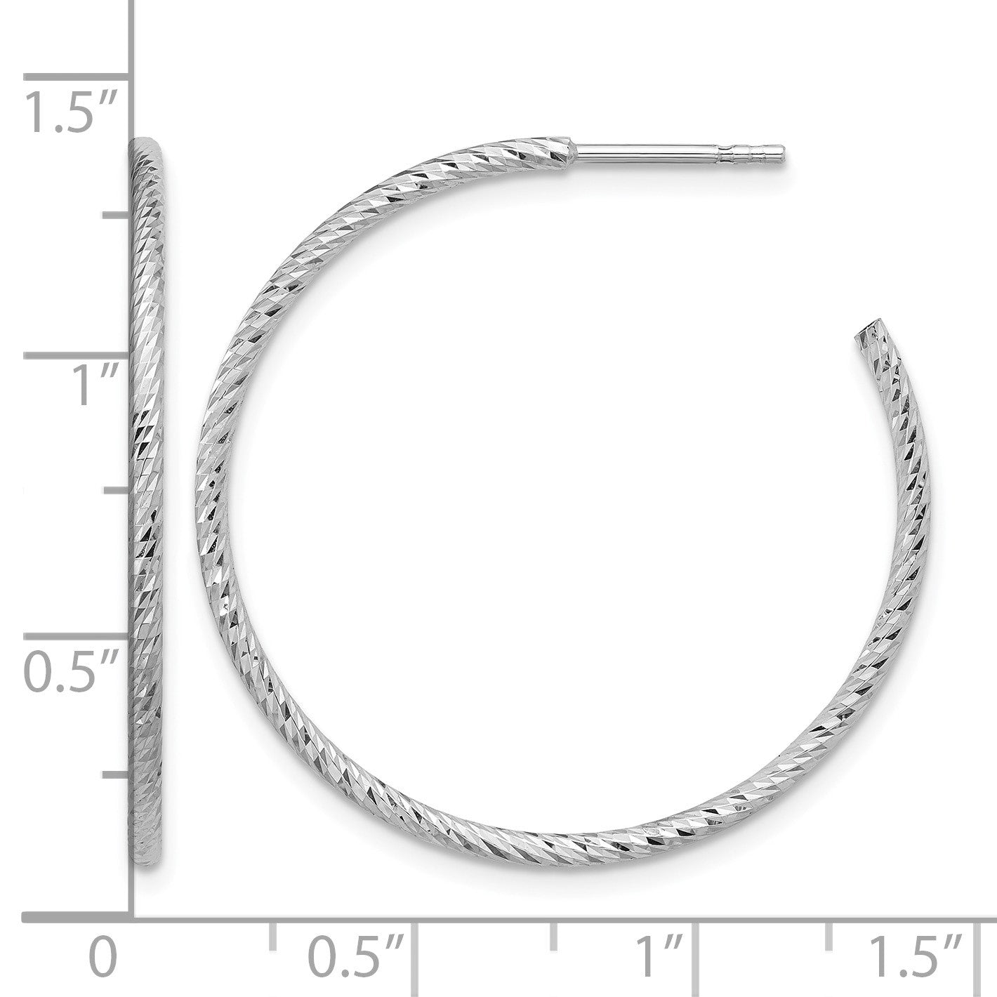 Sterling Silver Rhodium-plated D/C Hollow Tube C-Hoop Earrings