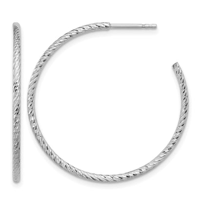 Sterling Silver Rhodium-plated D/C Hollow Tube C-Hoop Earrings