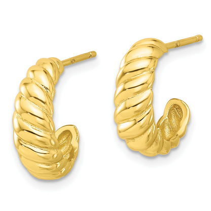 Sterling Silver 14K Gold-plated Scalloped Post Hook Earrings