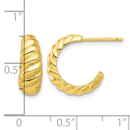Sterling Silver 14K Gold-plated Scalloped Post Hook Earrings