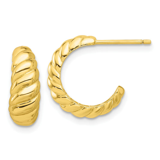 Sterling Silver 14K Gold-plated Scalloped Post Hook Earrings