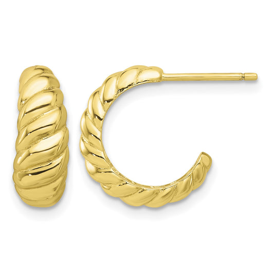 Sterling Silver 14K Gold-plated Scalloped Post Hook Earrings