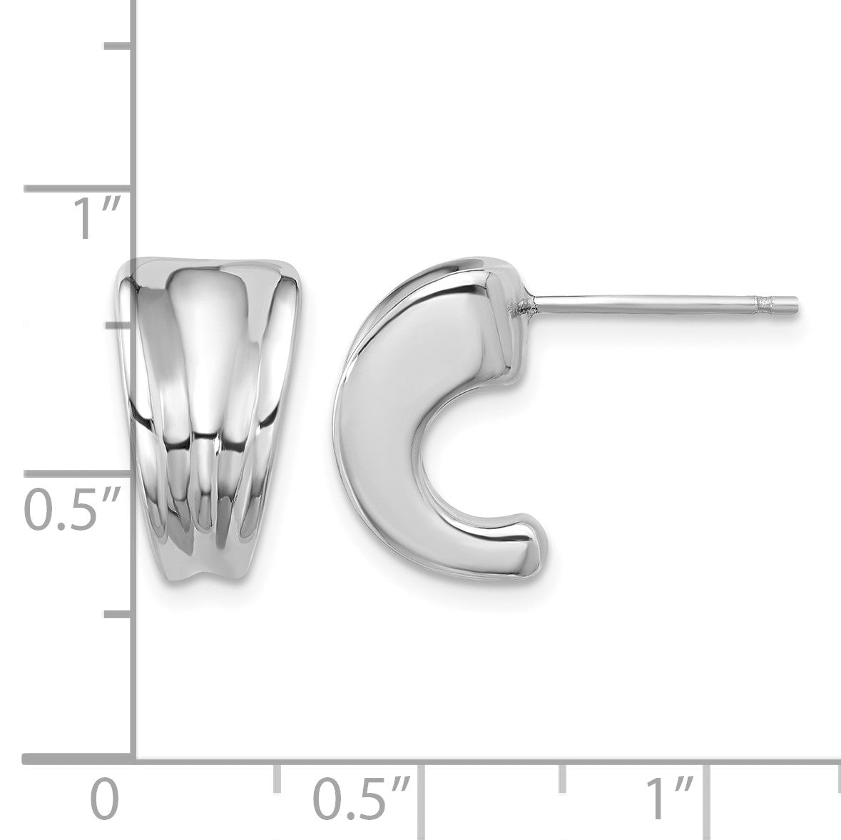 Sterling Silver Rhodium-plated Polished Graduating J-Hoop Post Earrings