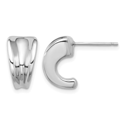Sterling Silver Rhodium-plated Polished Graduating J-Hoop Post Earrings