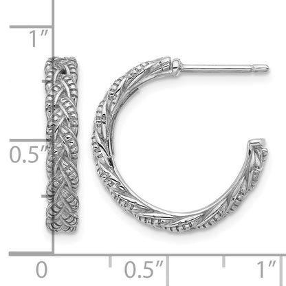 Sterling Silver Rhodium-plated Textured Braided C-Hoop Earrings
