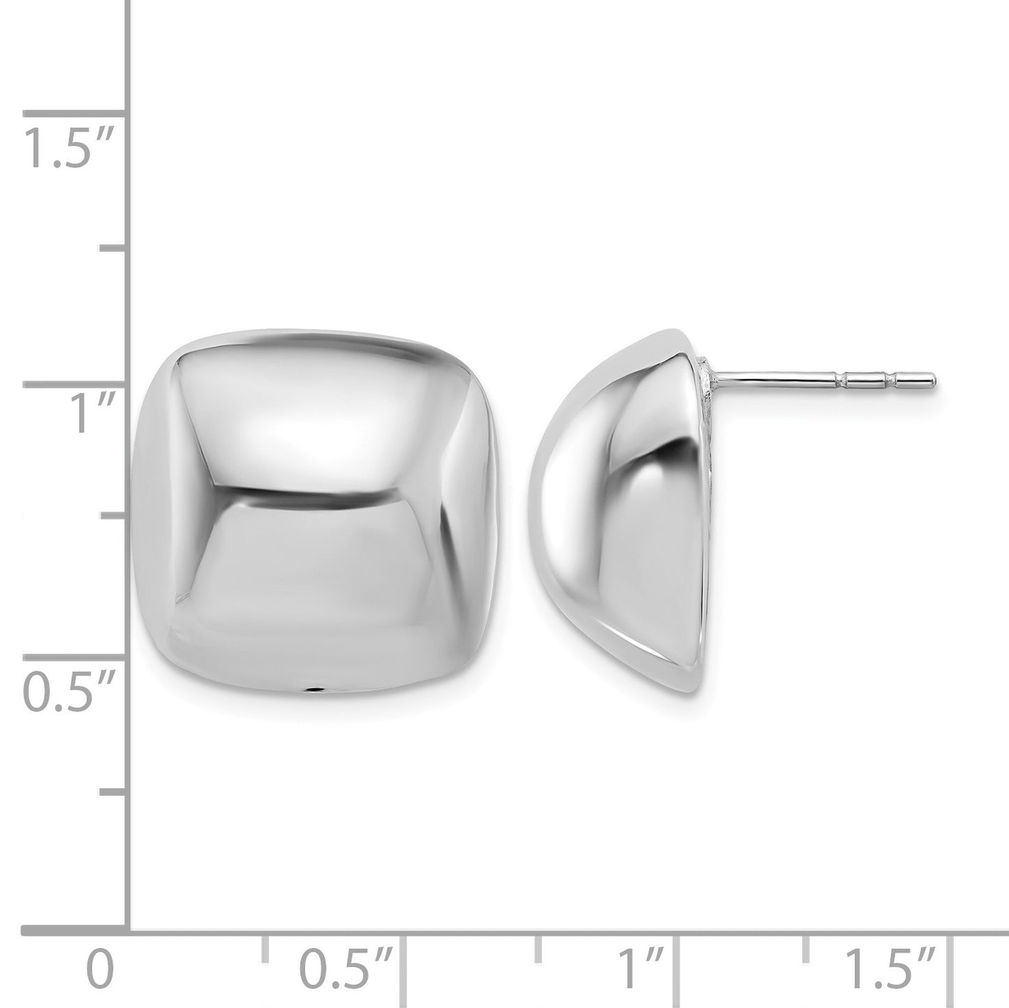 Sterling Silver Rhodium-plated Polished Square Post Earrings