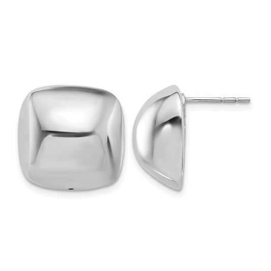 Sterling Silver Rhodium-plated Polished Square Post Earrings
