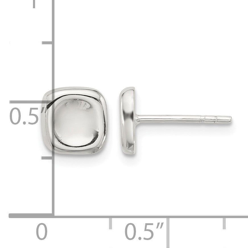 Sterling Silver Polished Wavy Puff Square Post Earrings