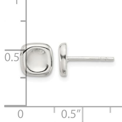 Sterling Silver Polished Wavy Puff Square Post Earrings