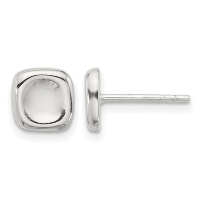 Sterling Silver Polished Wavy Puff Square Post Earrings