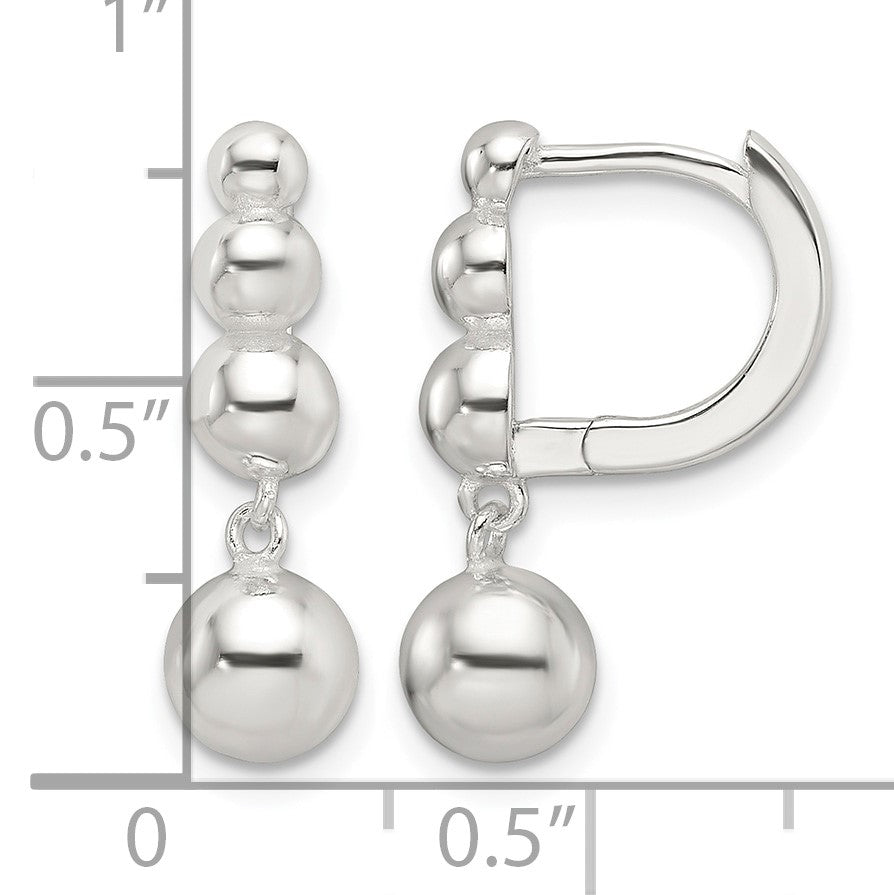 Sterling Silver E-Coating Beaded Dangle Earrings