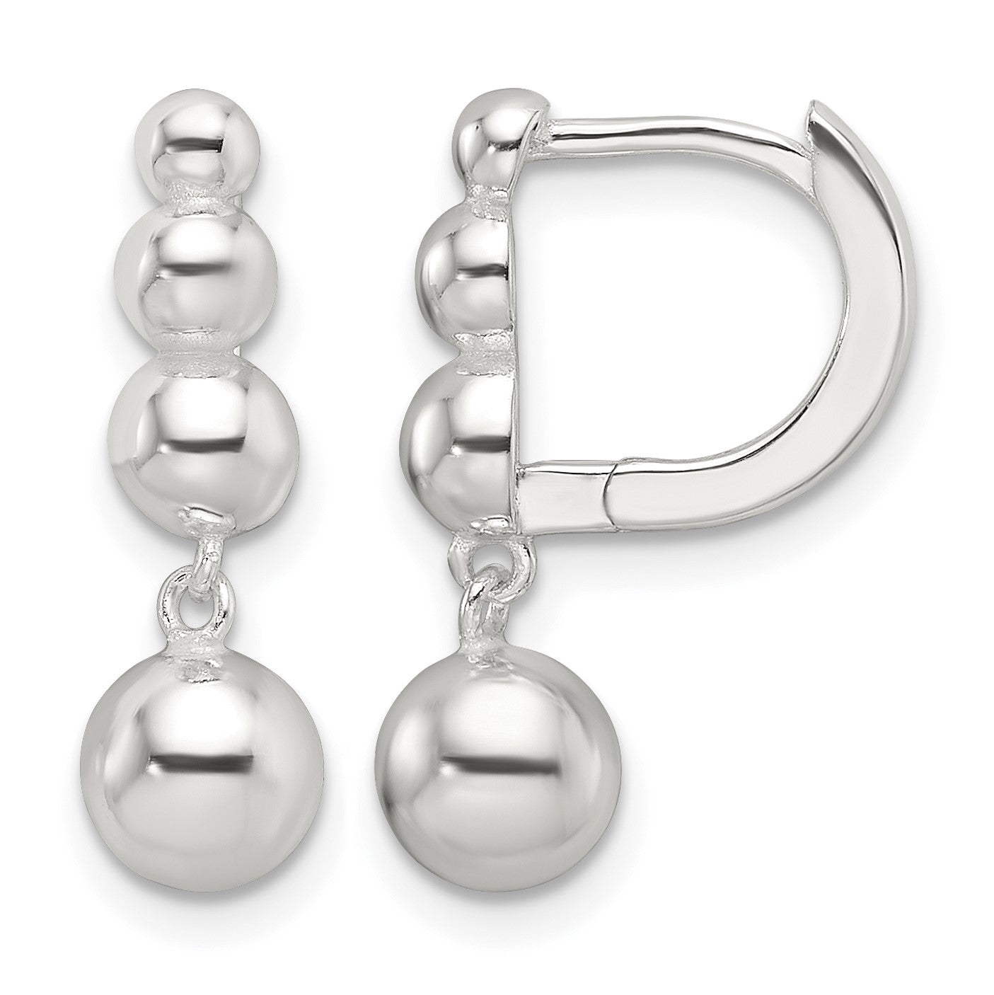 Sterling Silver E-Coating Beaded Dangle Earrings