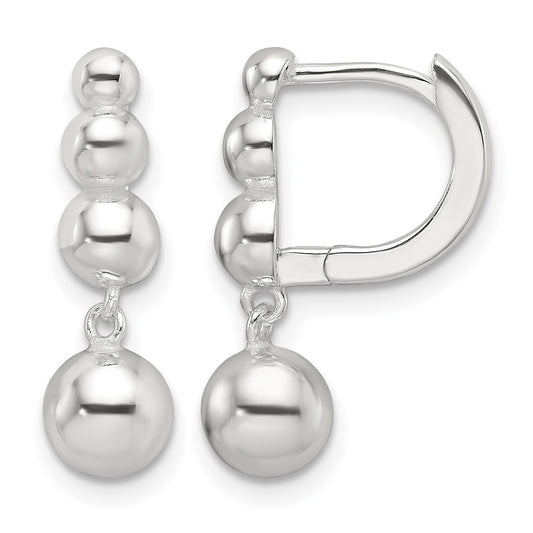 Sterling Silver E-Coating Beaded Dangle Earrings