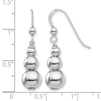 Sterling Silver Rhodium-plated Graduated Beads Dangle Earrings