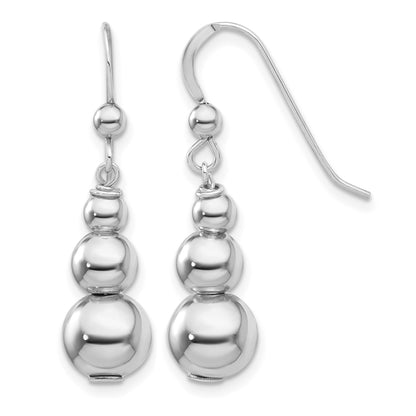Sterling Silver Rhodium-plated Graduated Beads Dangle Earrings