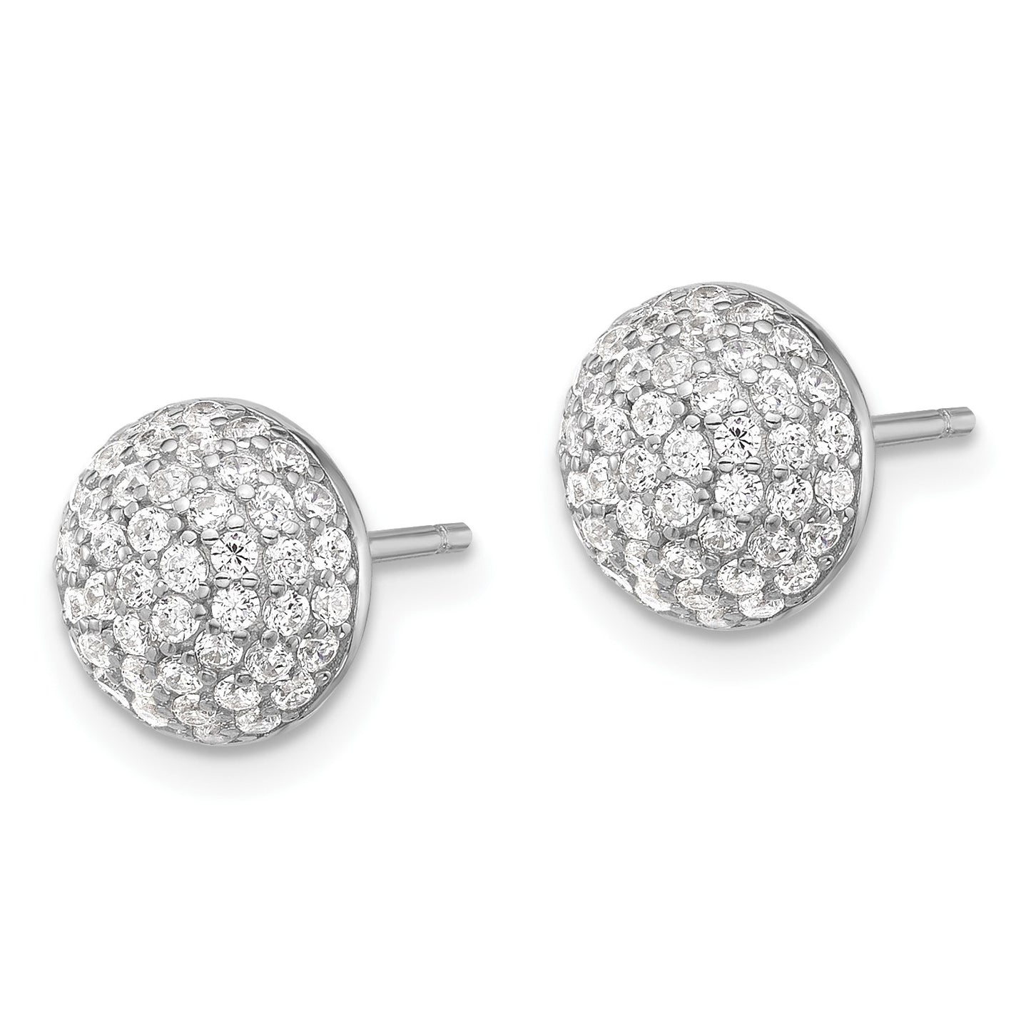 Sterling Silver Rhodium-plated Pav� CZ Domed Post Earrings