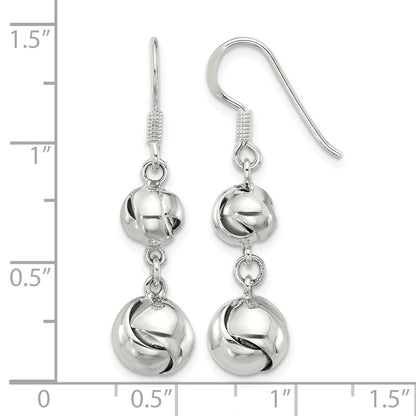 Sterling Silver Polished Knot Dangle Shepherd Hook Earrings