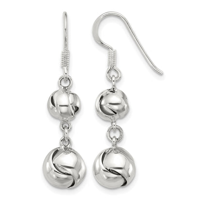 Sterling Silver Polished Knot Dangle Shepherd Hook Earrings