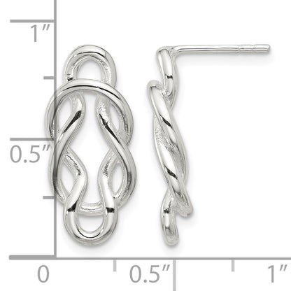 Sterling Silver Polished Double Fancy Knot Post Earrings