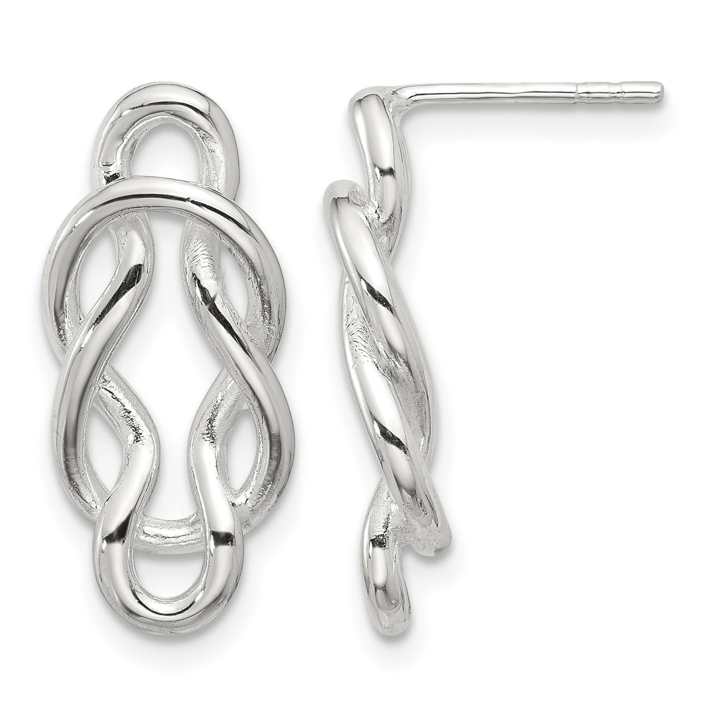 Sterling Silver Polished Double Fancy Knot Post Earrings