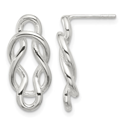 Sterling Silver Polished Double Fancy Knot Post Earrings