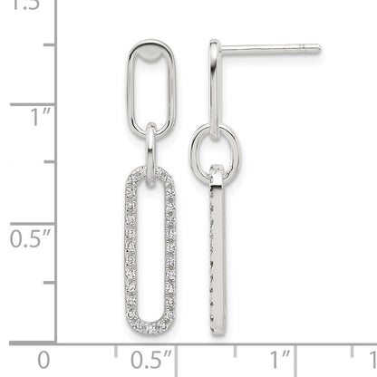 Sterling Silver E-coated CZ Post Dangle Earrings
