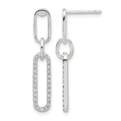 Sterling Silver E-coated CZ Post Dangle Earrings