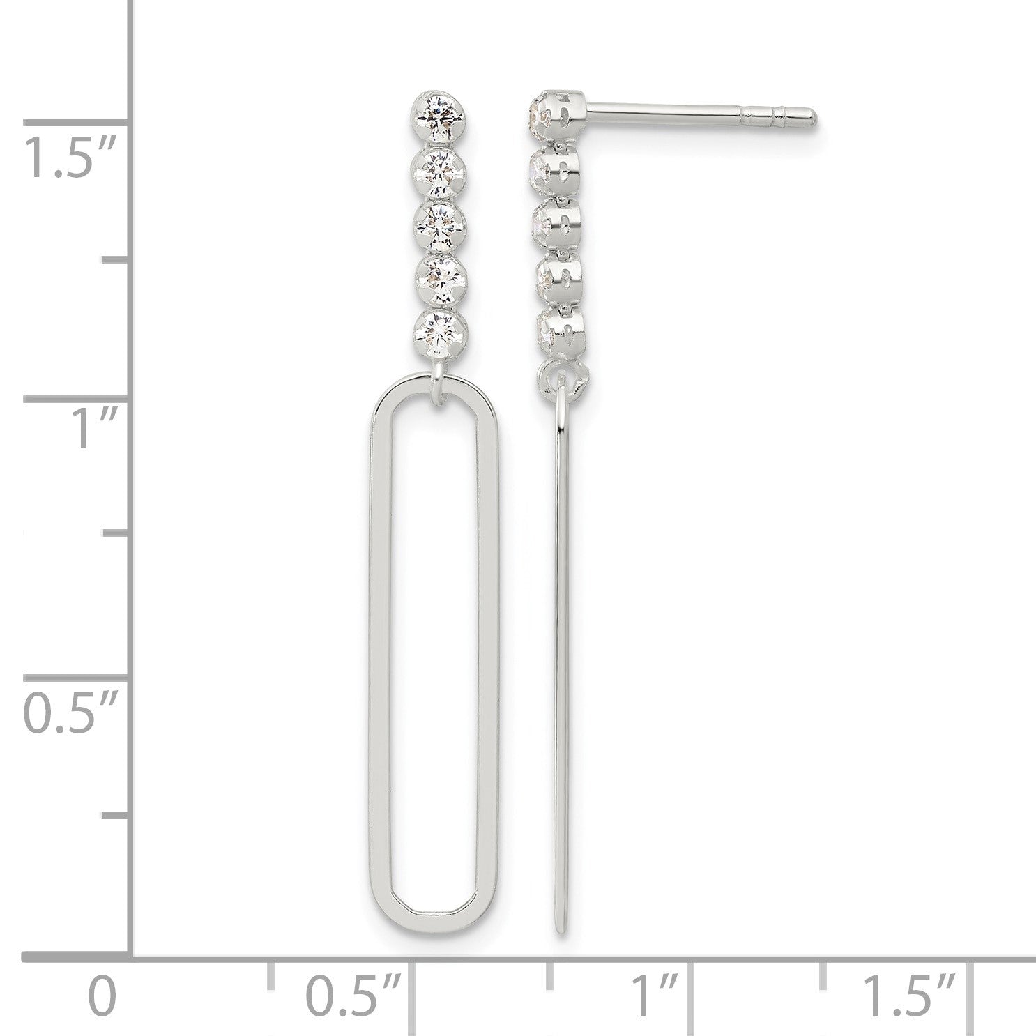 Sterling Silver E-coated CZ Post Dangle Earrings
