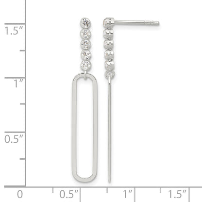 Sterling Silver E-coated CZ Post Dangle Earrings