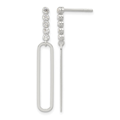 Sterling Silver E-coated CZ Post Dangle Earrings