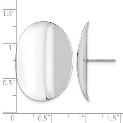Sterling Silver Rhodium-plated Polished Concave Disc Post Earrings