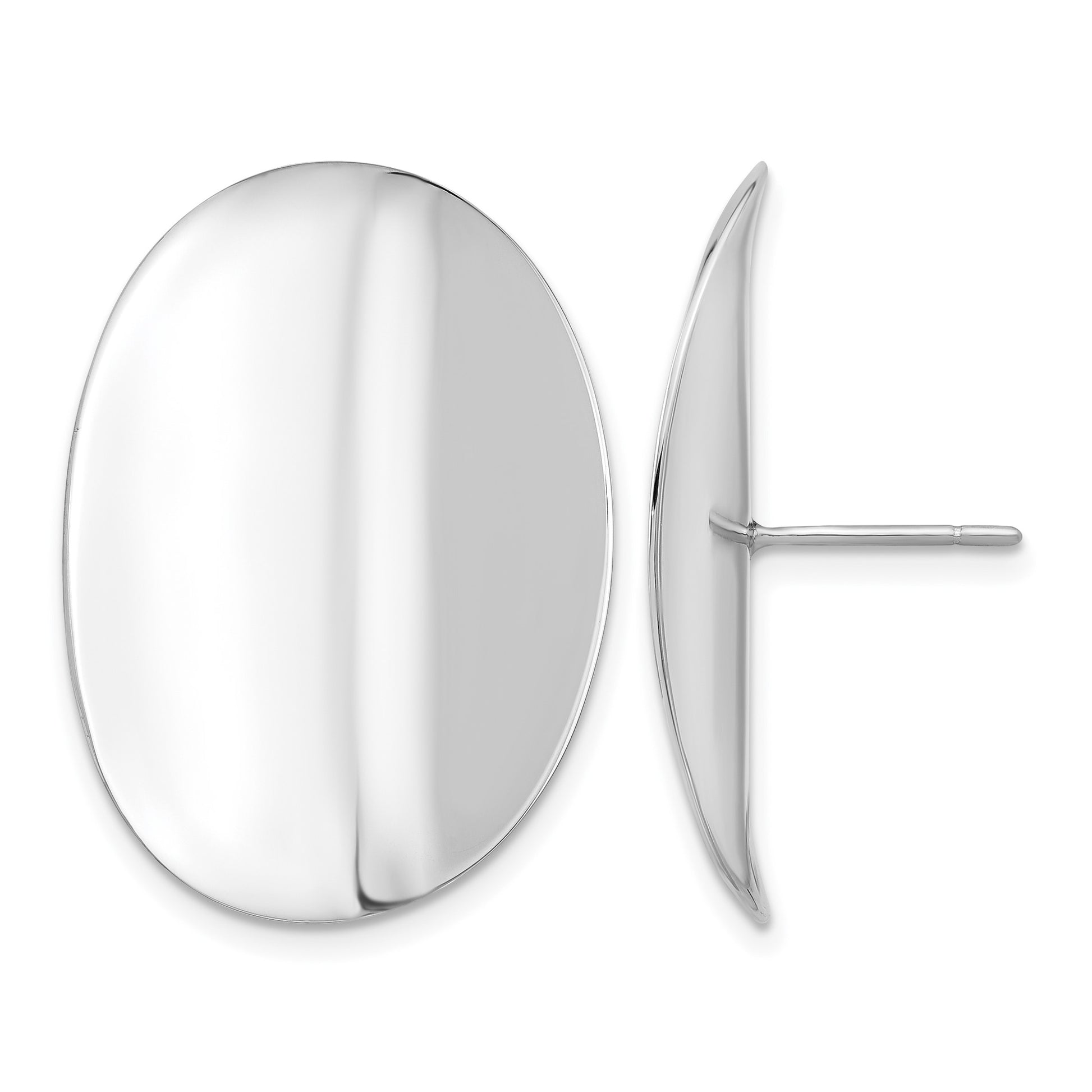 Sterling Silver Rhodium-plated Polished Concave Disc Post Earrings