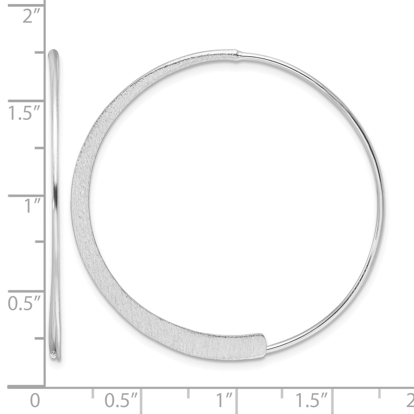 Sterling Silver Rhodium-plated Brushed/Textured Threader Hoop Earrings