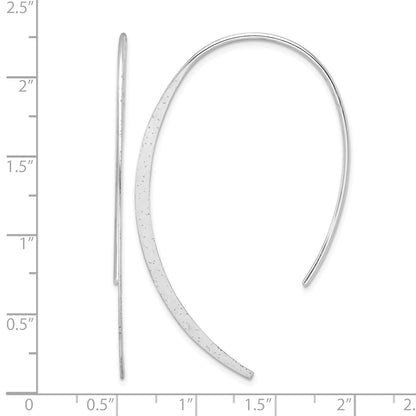 Sterling Silver Rhodium-plated Brushed and Lasered Threader Earrings
