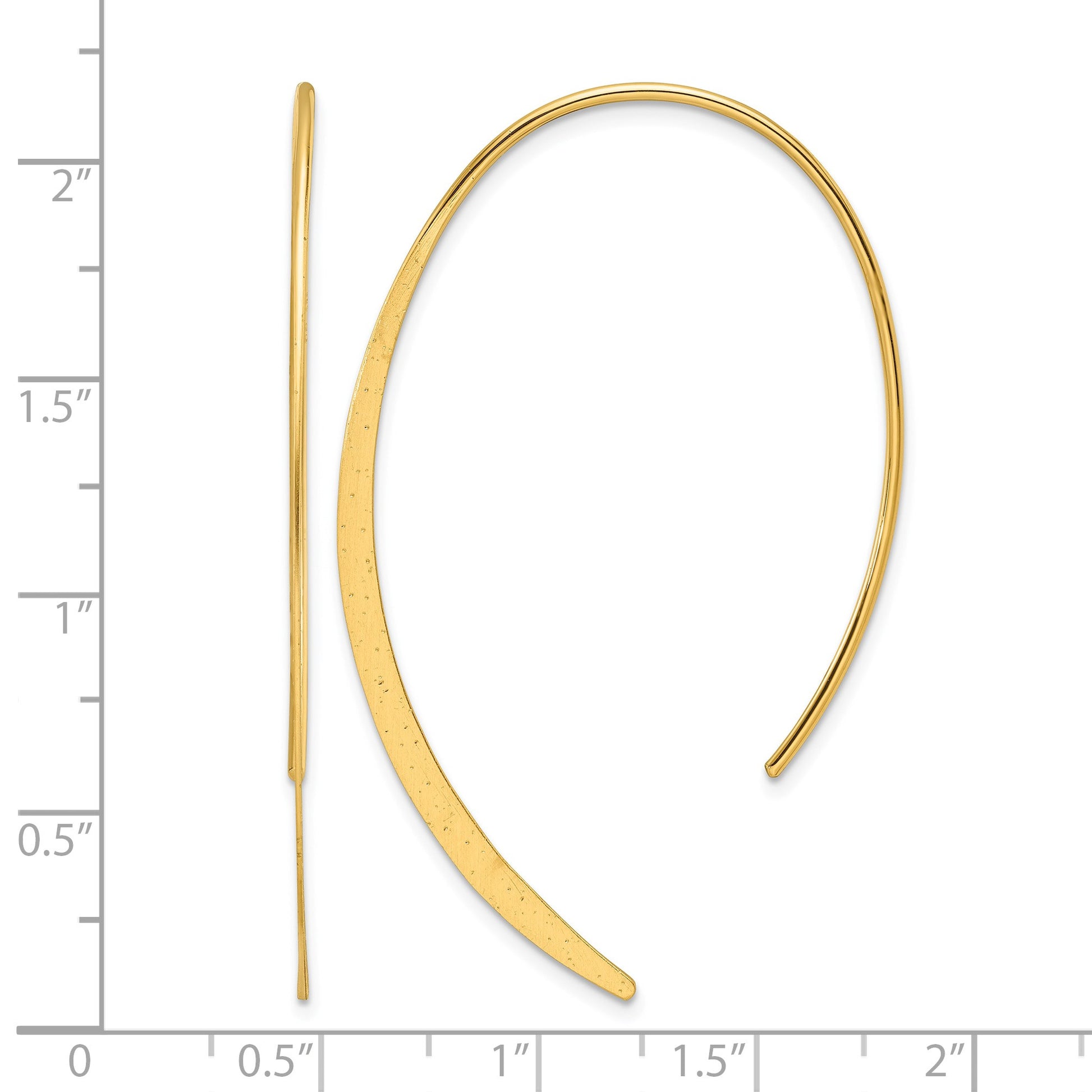 Sterling Silver .50 Micron 18K Gold Plated Brushed and Lasered Threader Earrings