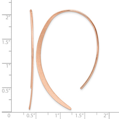 Sterling Silver .50 Micron 18K Rose Gold Plated Brushed and Lasered Threader Earrings