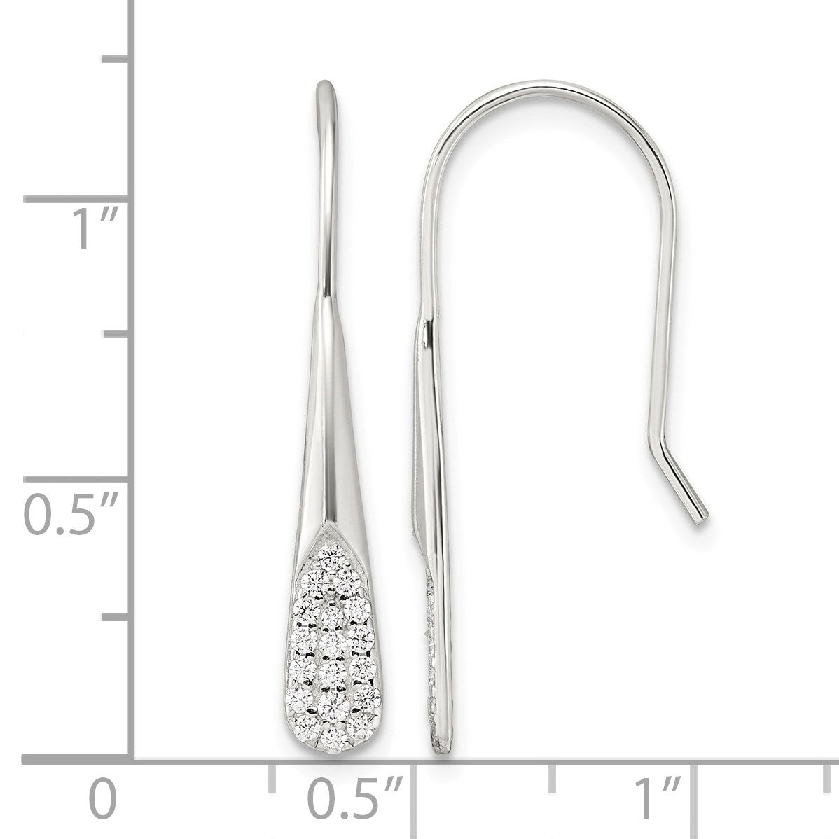 Sterling Silver Polished CZ Drop Dangle Earrings