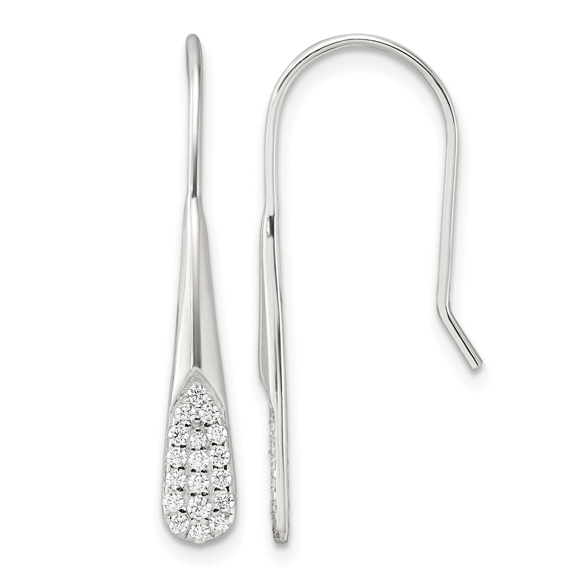 Sterling Silver Polished CZ Drop Dangle Earrings