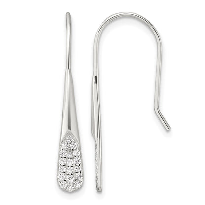 Sterling Silver Polished CZ Drop Dangle Earrings