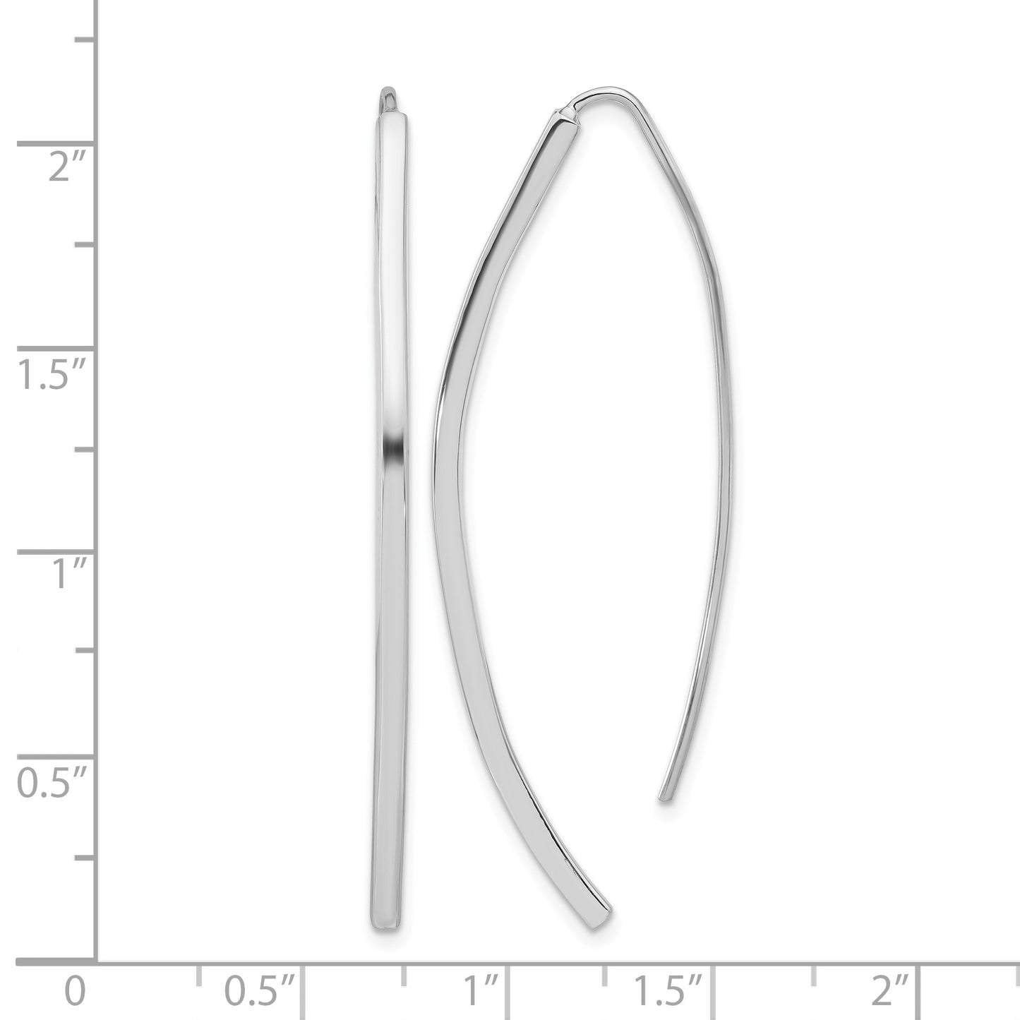 Sterling Silver Rhodium-plated Polished Threader Bar Earrings