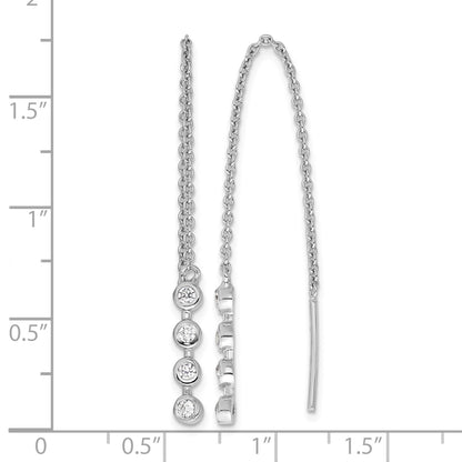 Sterling Silver Rhodium-plated Polished CZ Threader Earrings