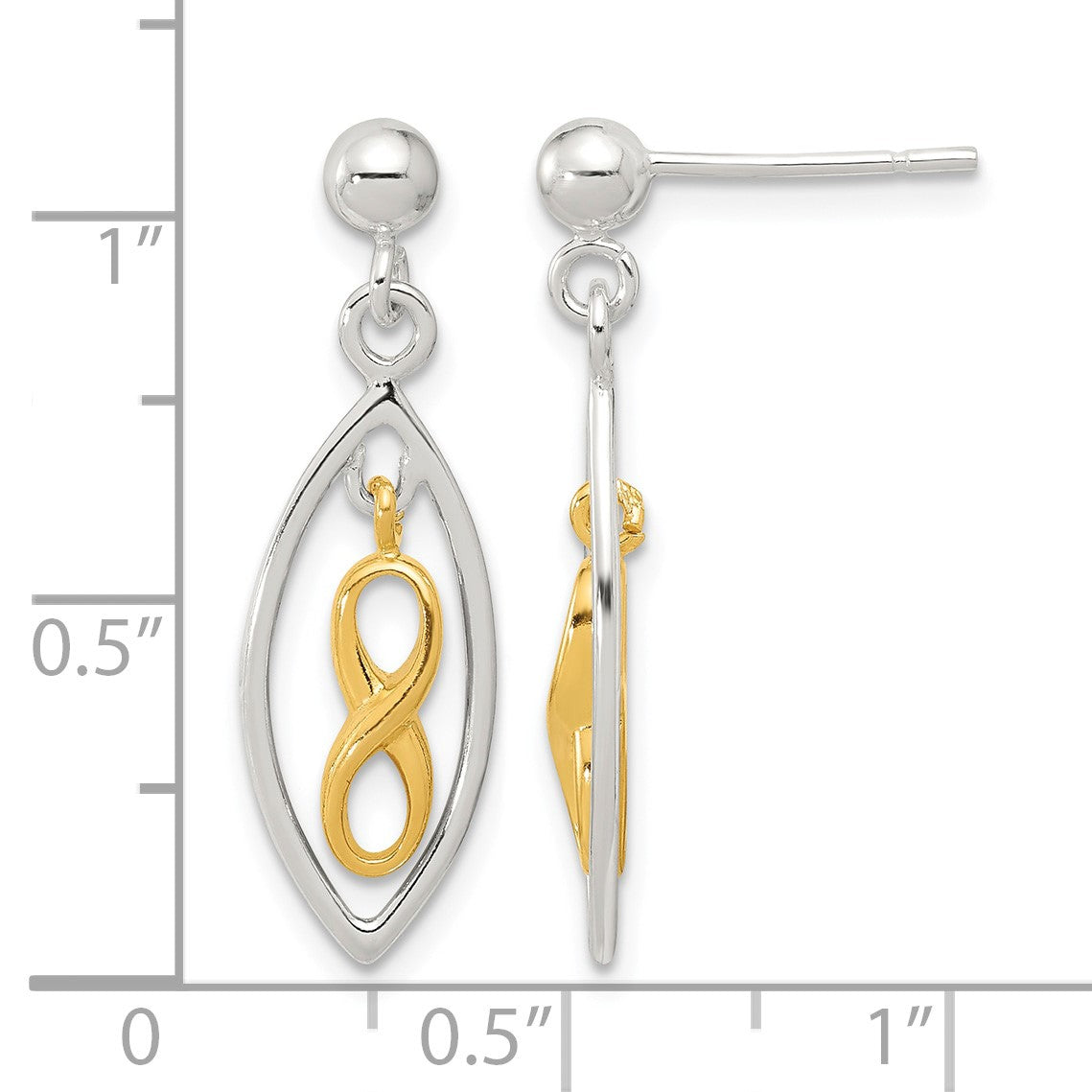 Sterling Silver & Gold-tone Polished Infinity Drop Post Dangle Earrings