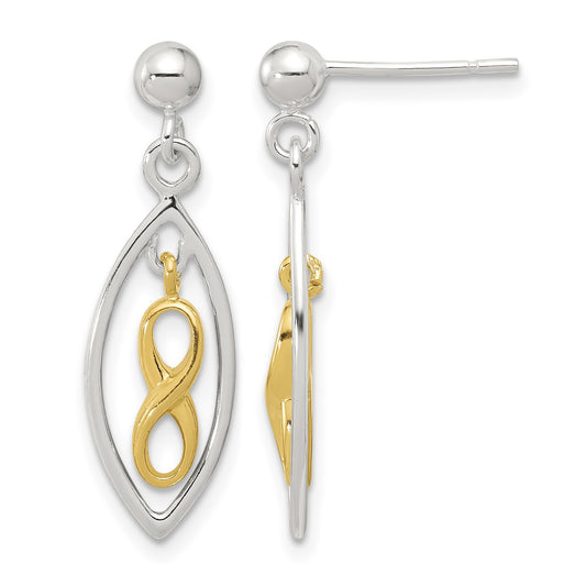 Sterling Silver & Gold-tone Polished Infinity Drop Post Dangle Earrings