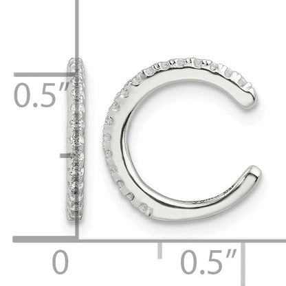 Sterling Silver E-Coating Polished CZ Pair of 2 Cuff Earrings