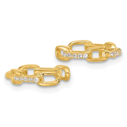 Sterling Silver Gold-tone CZ Chain Link Design Pair of 2 Cuff Earrings