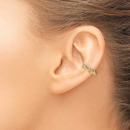 Sterling Silver Gold-tone CZ Chain Link Design Pair of 2 Cuff Earrings