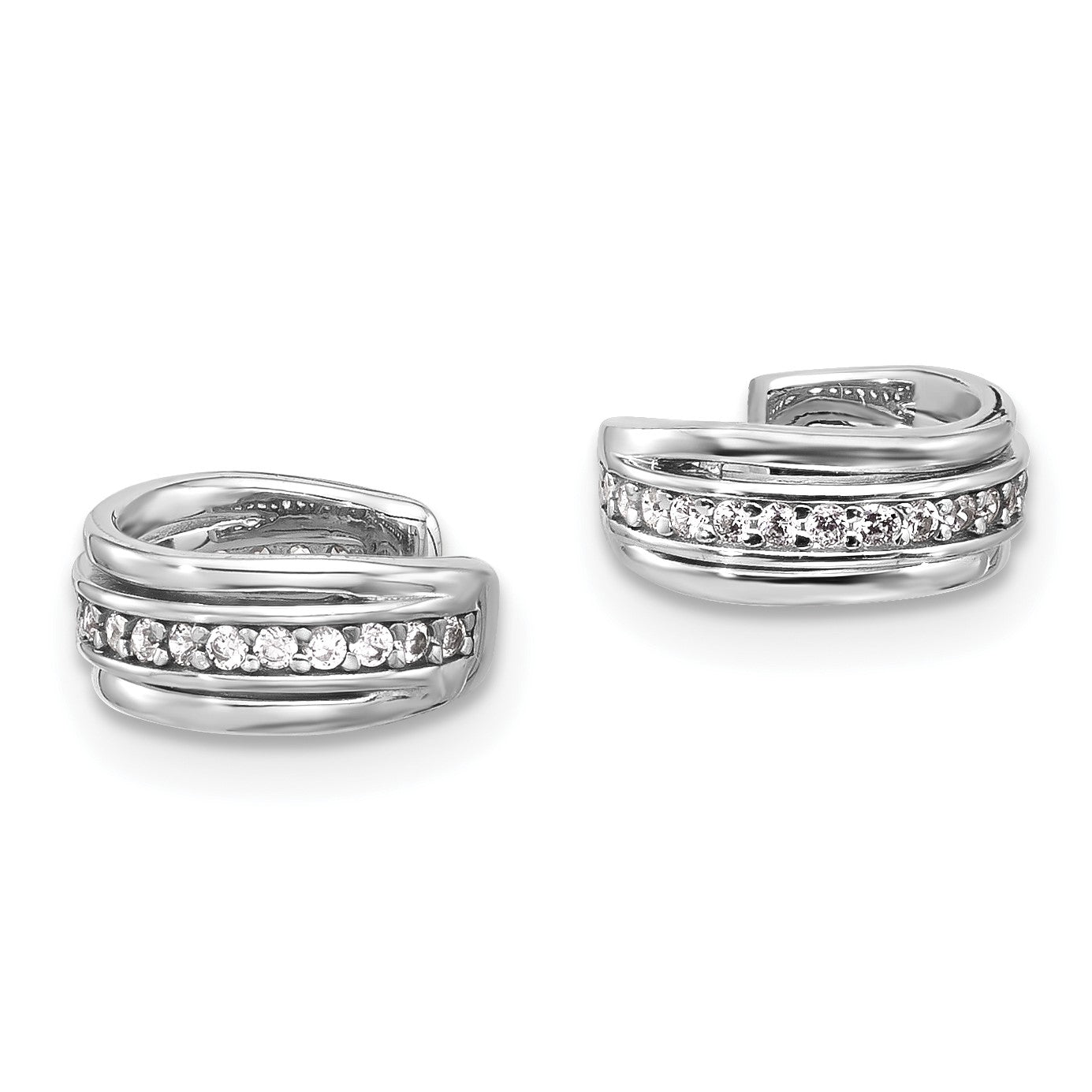Sterling Silver Rhodium-plated Polished CZ Pair of 2 Cuff Earrings