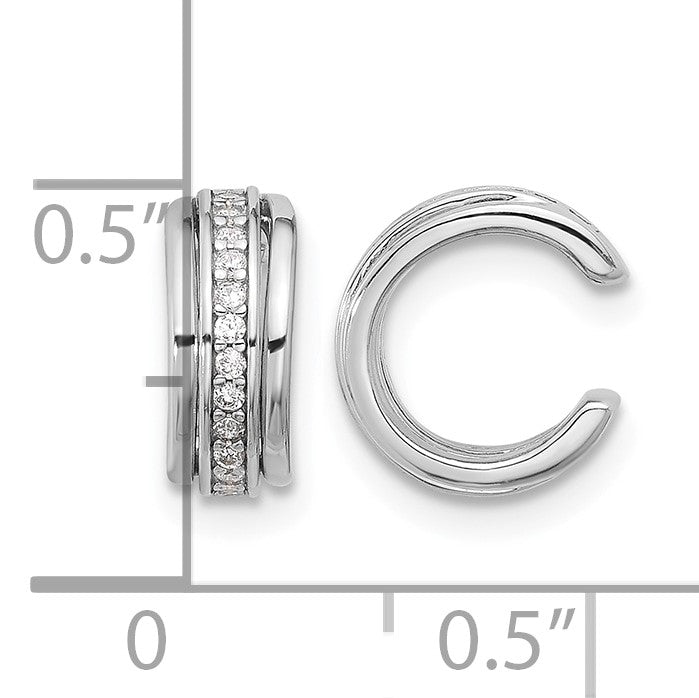 Sterling Silver Rhodium-plated Polished CZ Pair of 2 Cuff Earrings